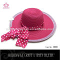 Fuschia Papier rose Lady Hat avec beau ruban papier de chapeau de plage d'été